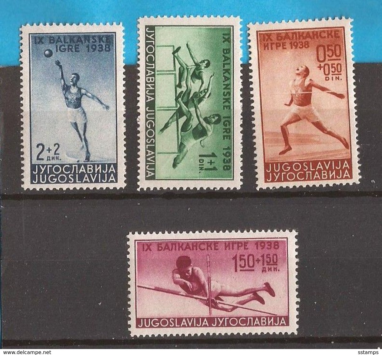 1-ALB  1938 362-65   SPORT BALKANSPIELE  ATLETICA  JUGOSLAVIJA JUGOSLAWIEN KOENIGREICH  MNH - Springconcours