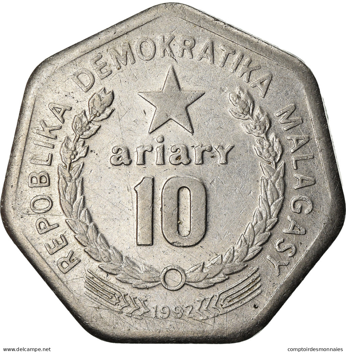 Monnaie, Madagascar, 10 Ariary, 1992, Royal Canadian Mint, TTB, Stainless Steel - Madagascar