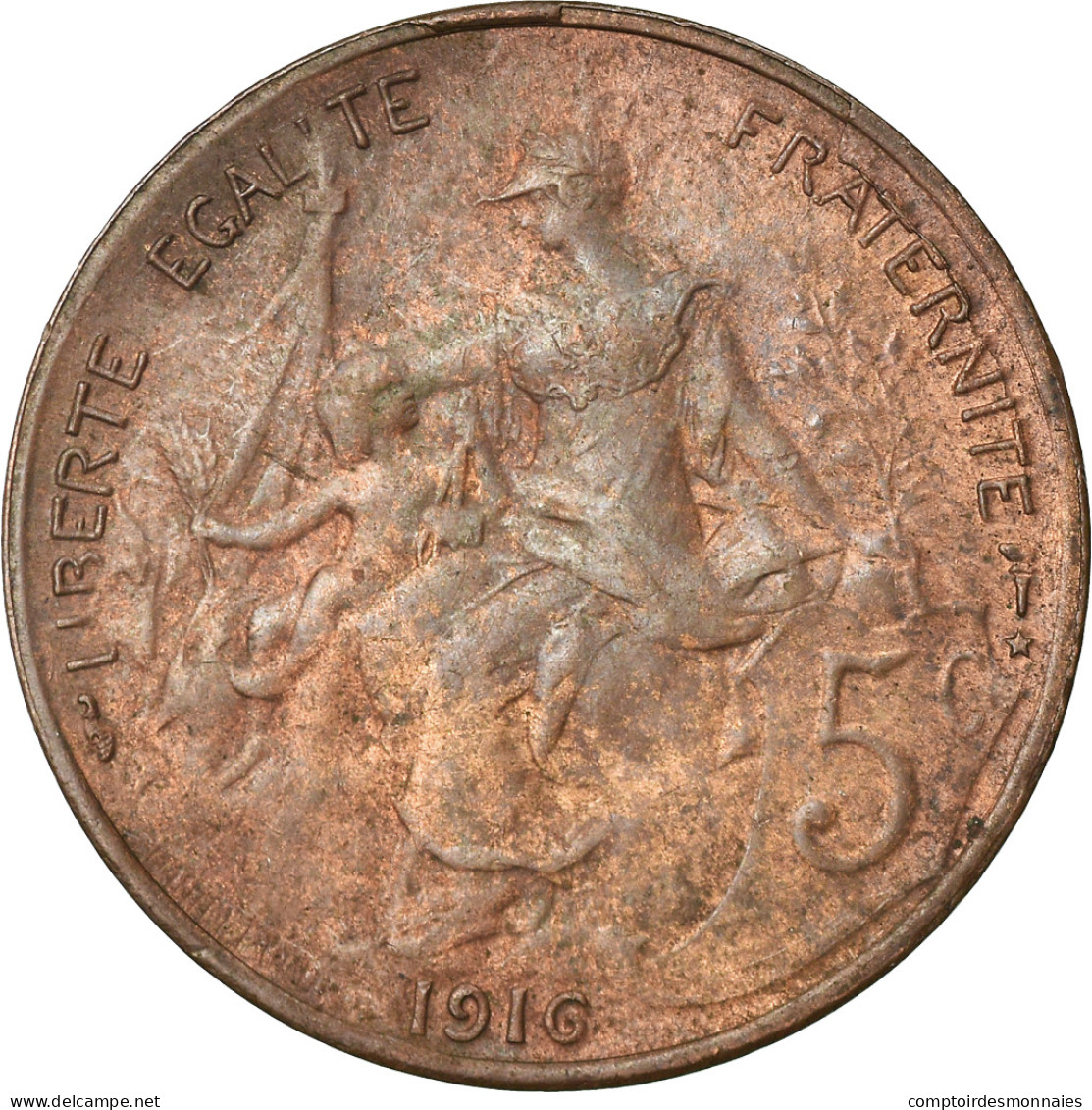 Monnaie, France, Dupuis, 5 Centimes, 1916, Paris, Error Cud Coin, TTB+, Bronze - Abarten Und Kuriositäten