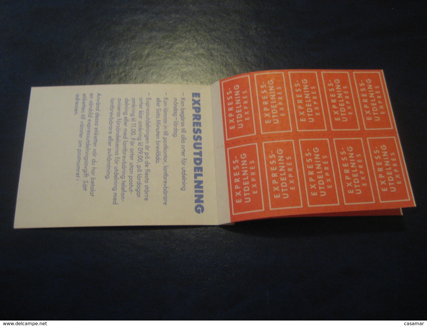 EXPRESSETIKETTER Express Utdelning Expres Booklet 20 Label SWEDEN - Sin Clasificación