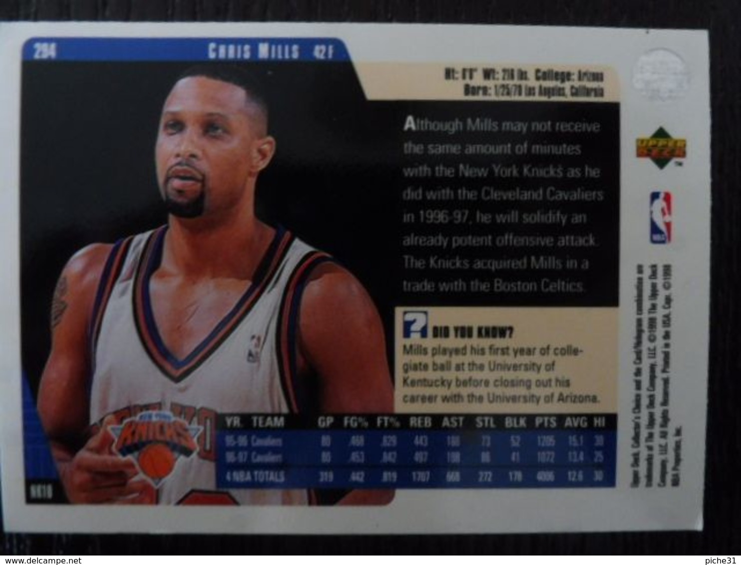 NBA - UPPER DECK 1997 - KNICKS - CHRIS MILLS - 1990-1999