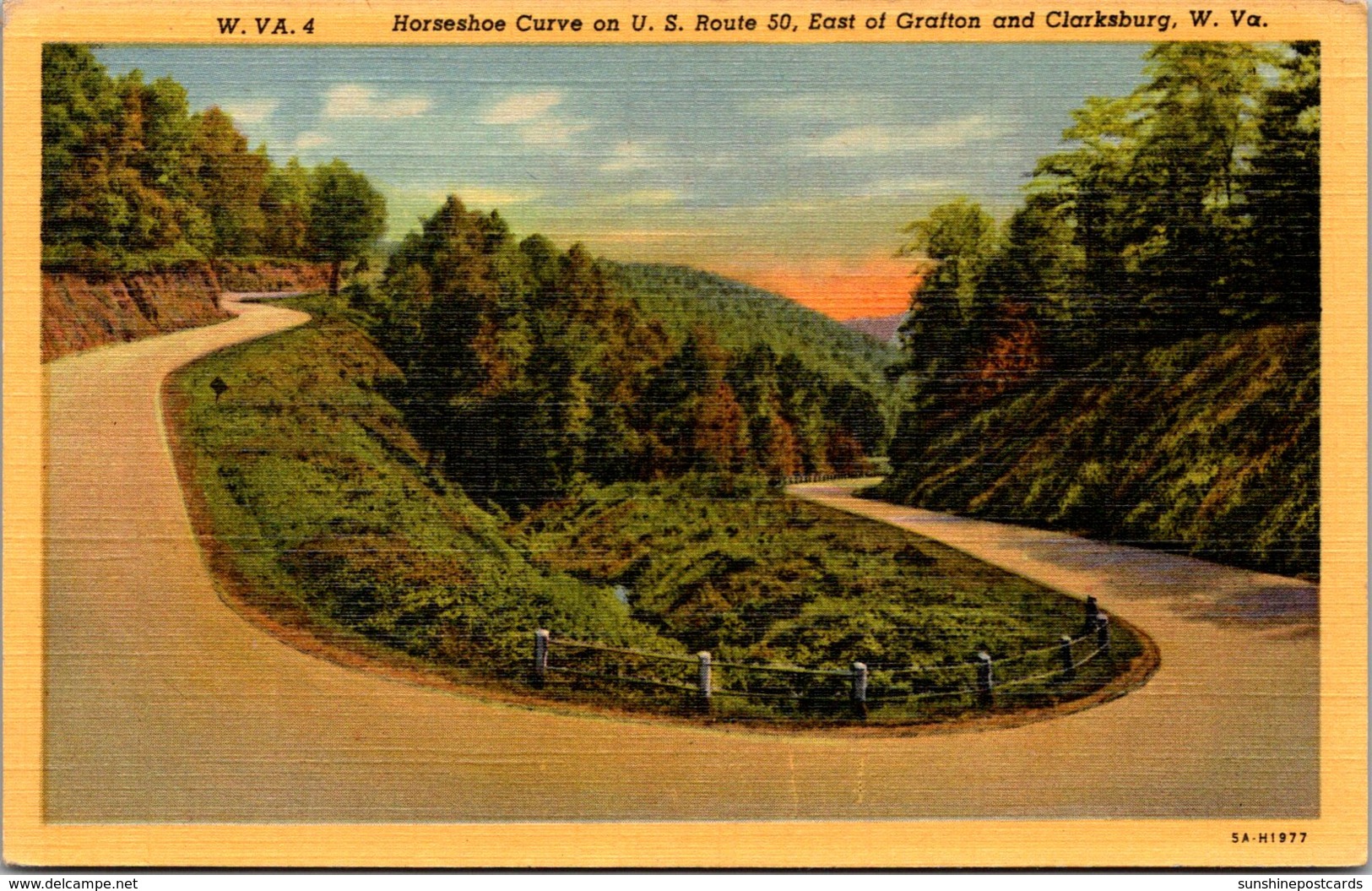 West Virginia Horseshoe Curve On U S Route 50 East Of Grafton And Clarksburg Curteich - Clarksburg