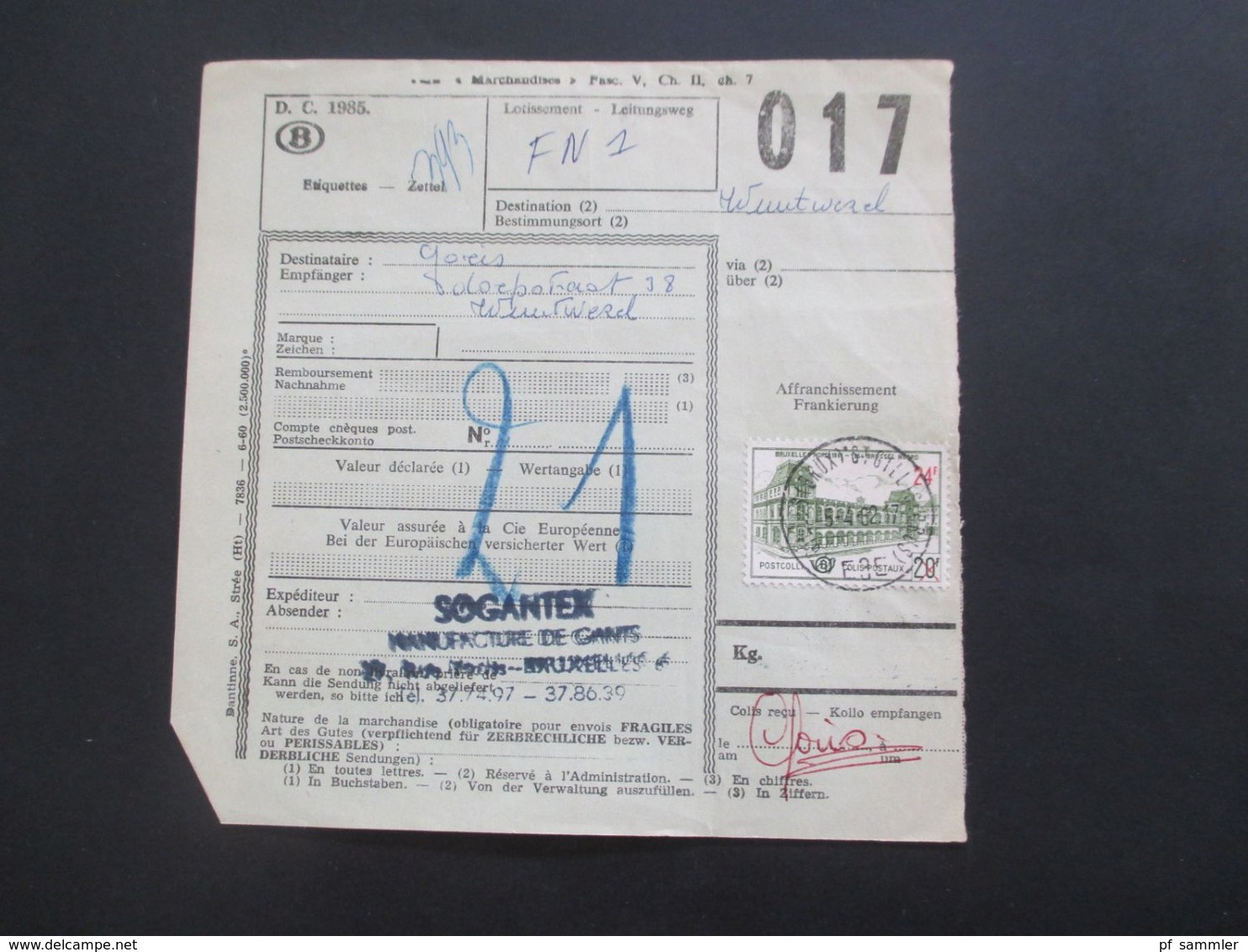 Belgien 1962 / 63 Bahnpost / Paketkarten 26 Stk. verschiedene Stempel / Stöberposten