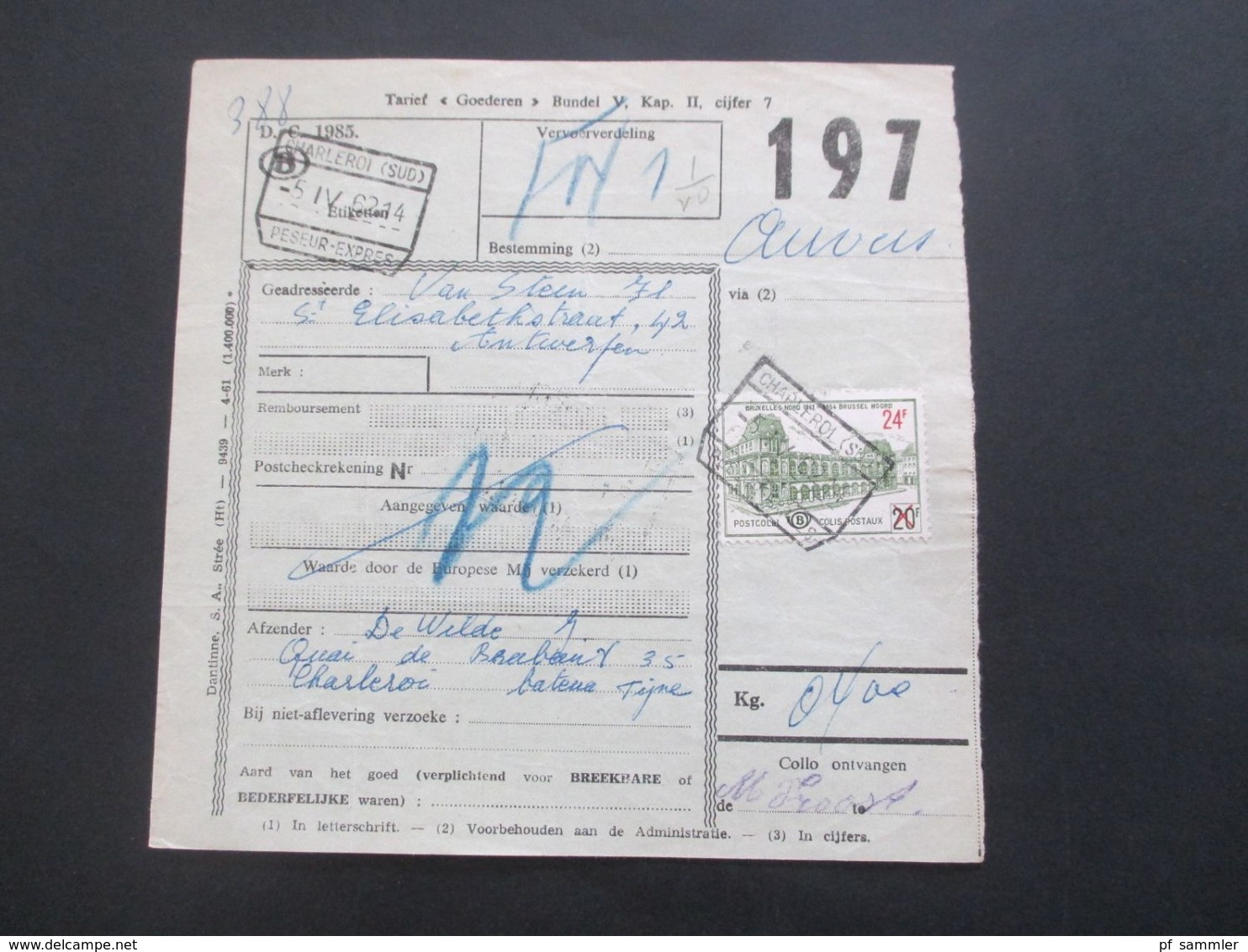 Belgien 1962 / 63 Bahnpost / Paketkarten 26 Stk. verschiedene Stempel / Stöberposten