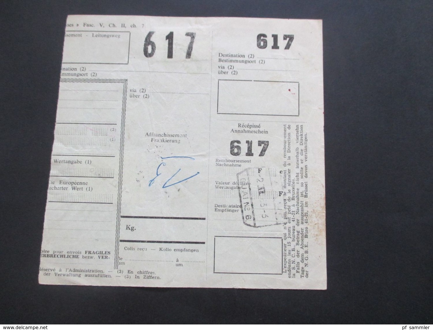 Belgien 1962 / 63 Bahnpost / Paketkarten 26 Stk. verschiedene Stempel / Stöberposten