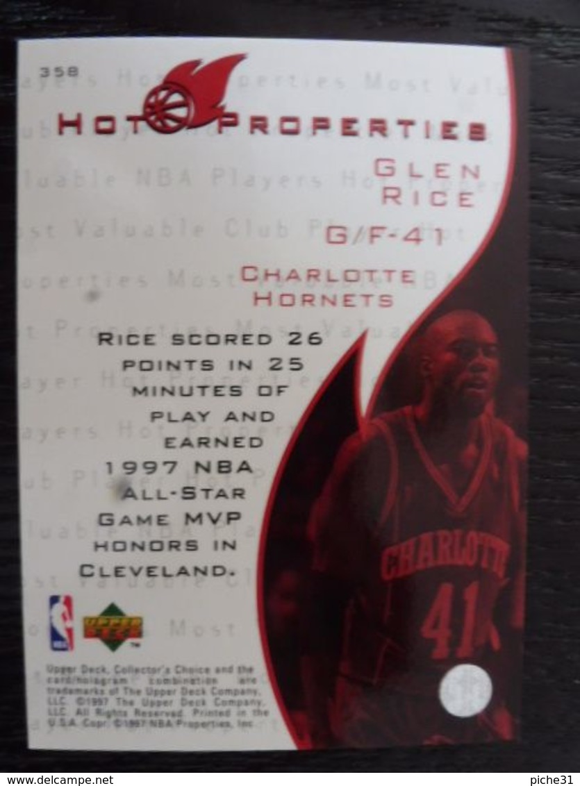 NBA - UPPER DECK 1997 - HORNET - GLEN RICE - 1990-1999