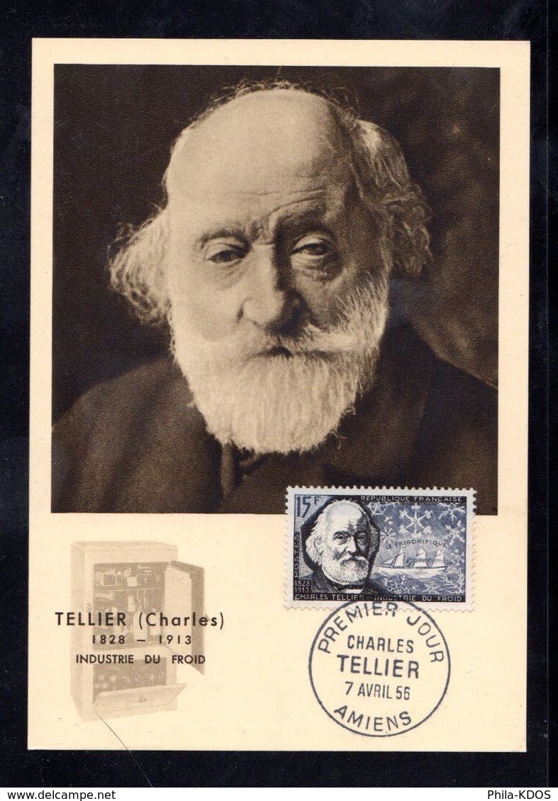 " CHARLES TELLIER " Sur Carte Maximum De 1956. N° YT 1056 Voir Les 2 Scans. Parfait état CM - 1950-1959