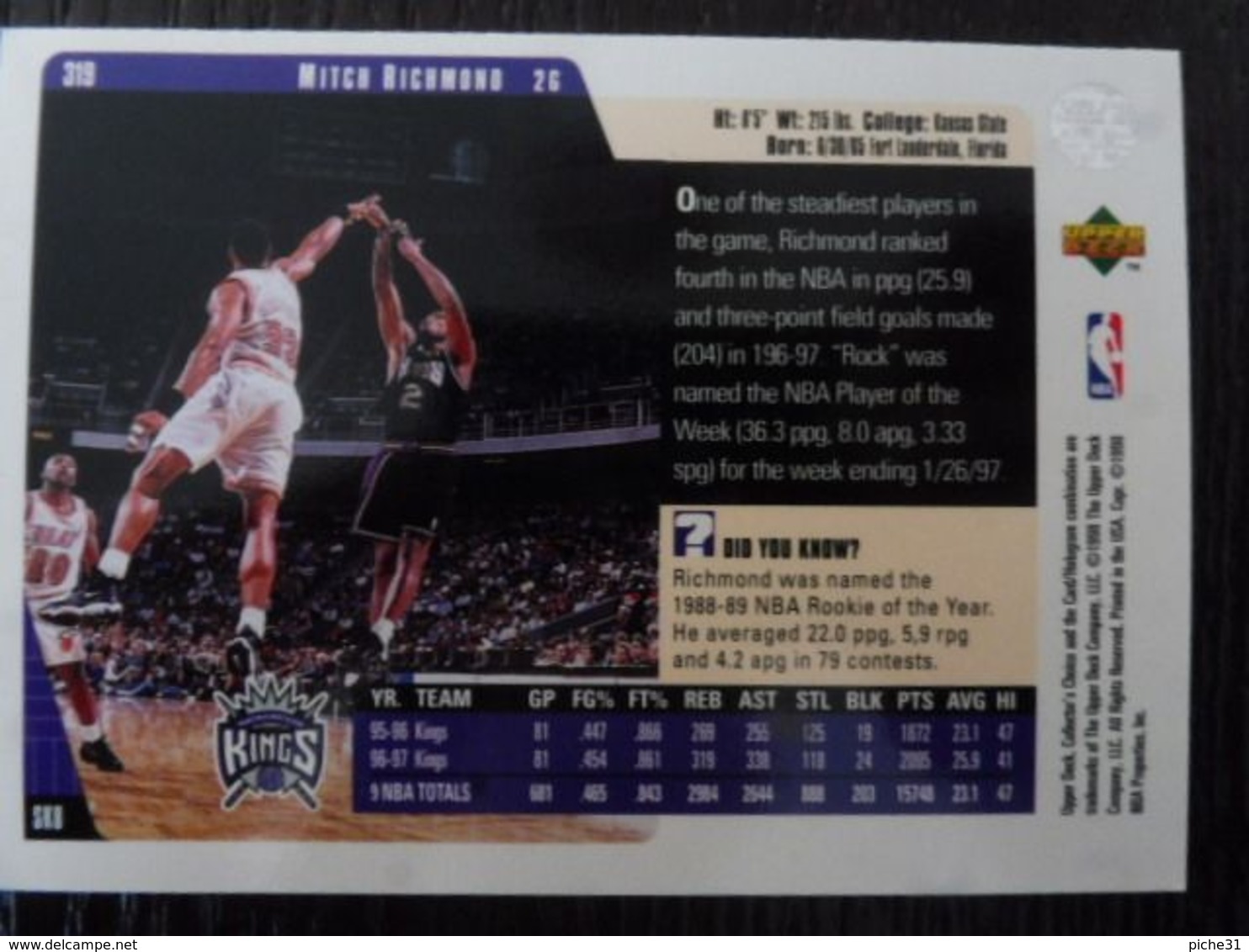 NBA - UPPER DECK 1997 - KINGS - MITCH RICHMOND - 1990-1999