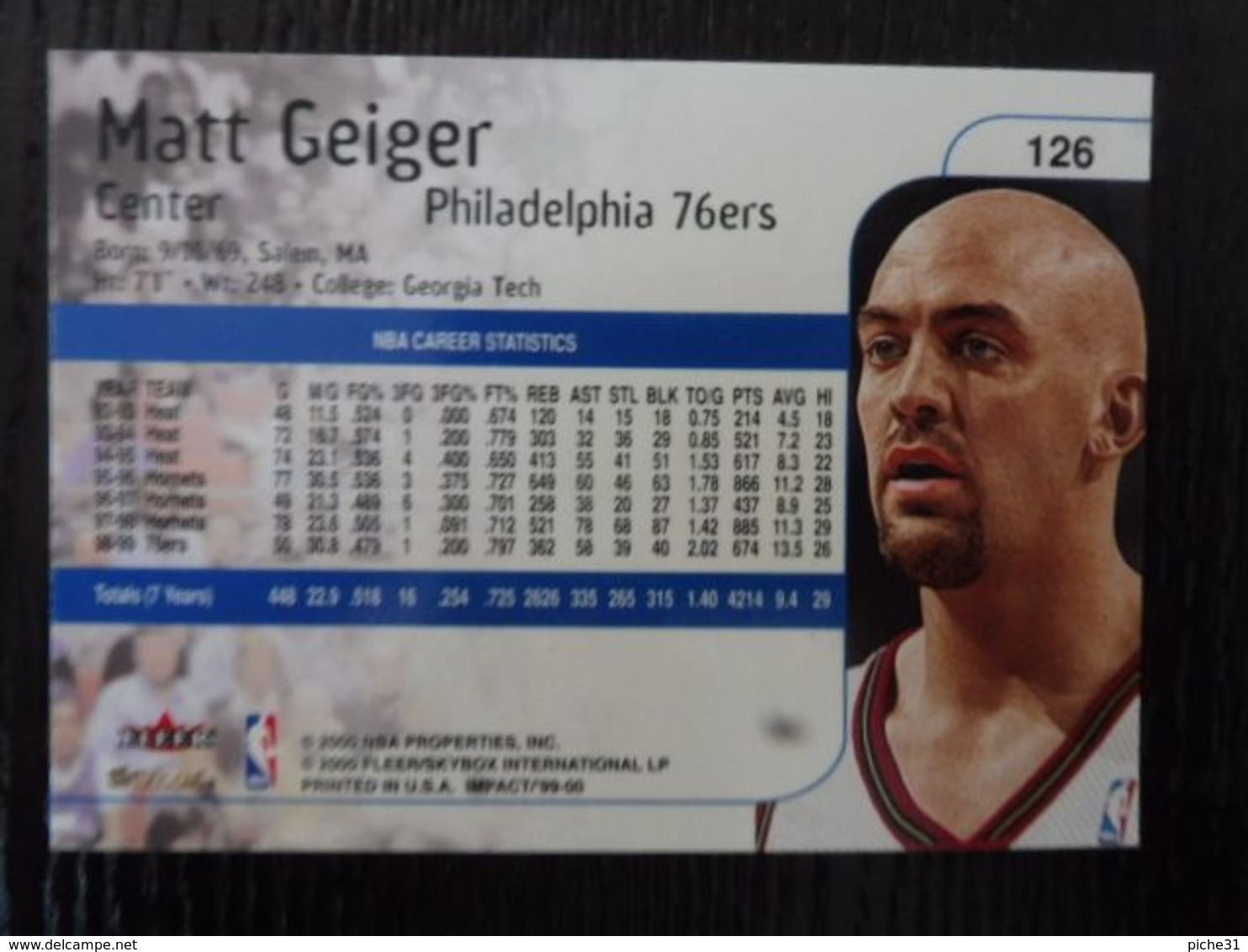 NBA - FLEER 1999 - SIXERS - MATT GEIGER - 1990-1999