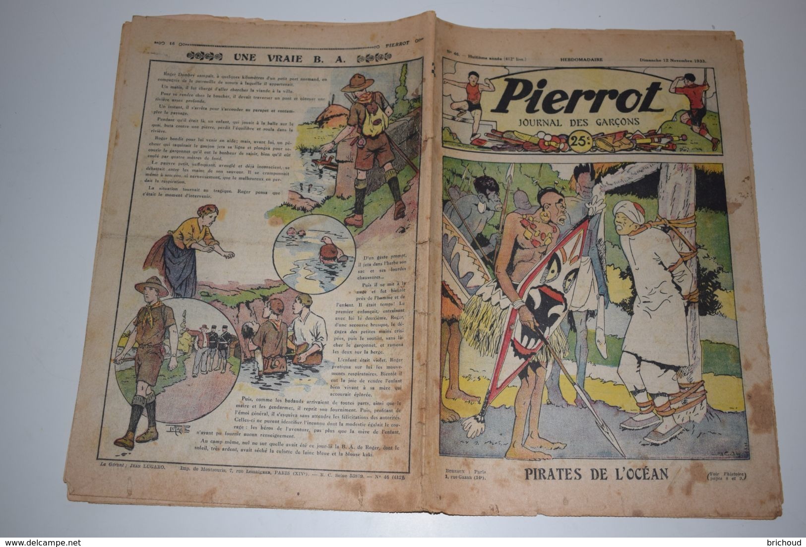 Pierrot Journal Des Garçons N°46 12 Novembre 1933 Pirates De L'Océan - Une Vraie B. A. - Pierrot