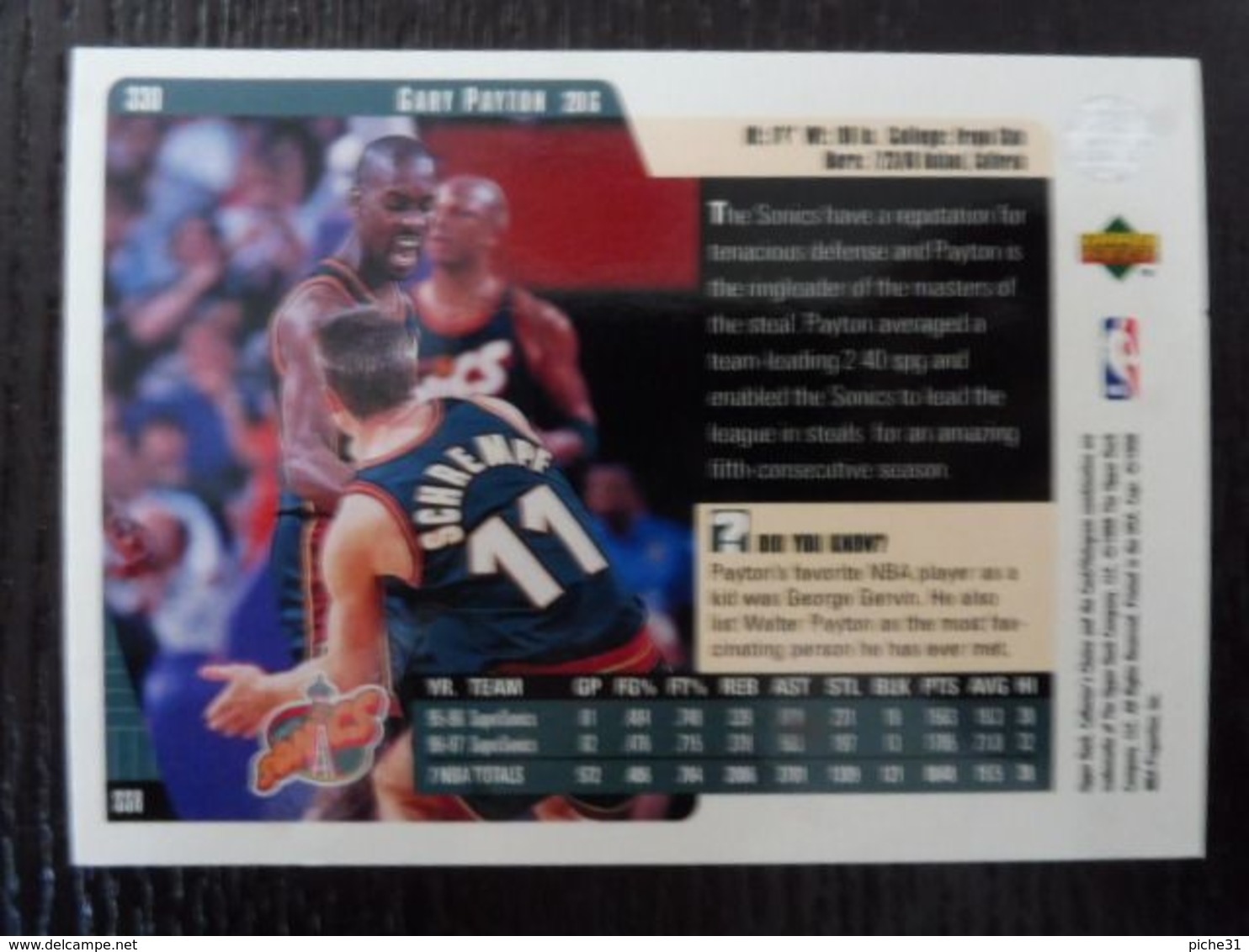 NBA - UPPER DECK 1997 - SONICS - GARY PAYTON - 1990-1999
