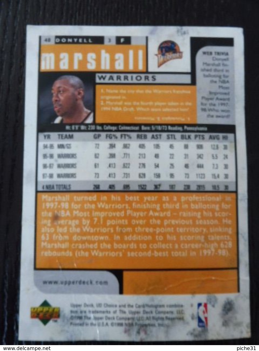 NBA - UPPER DECK 1997 - WARRIORS - DONYELL MARSHALL - 1990-1999
