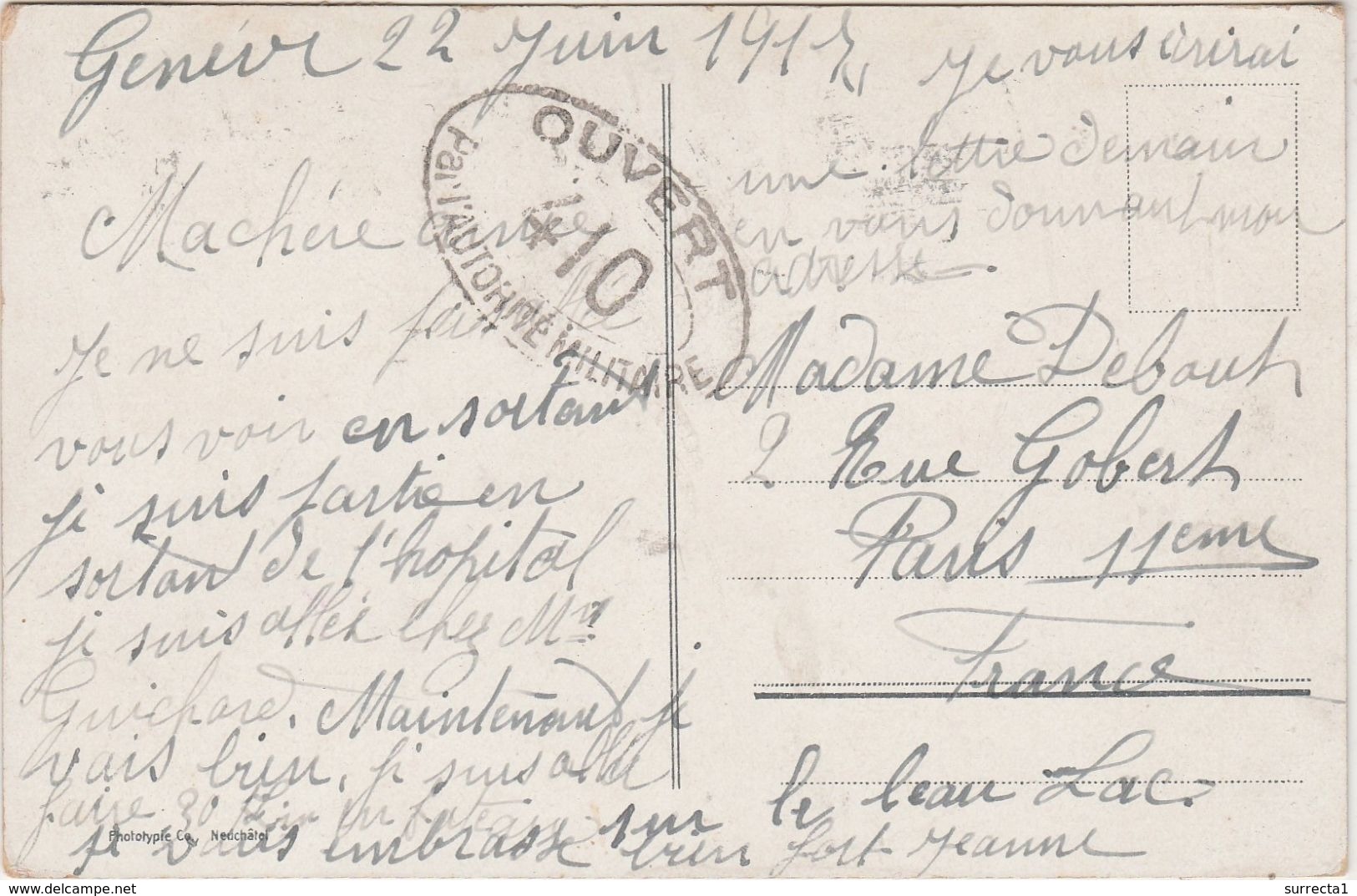 1917 / Cachet Censure Militaire 410 + Flamme Croix Rouge Genève Exp. Lettre / Sur CPA Couleur - Other & Unclassified
