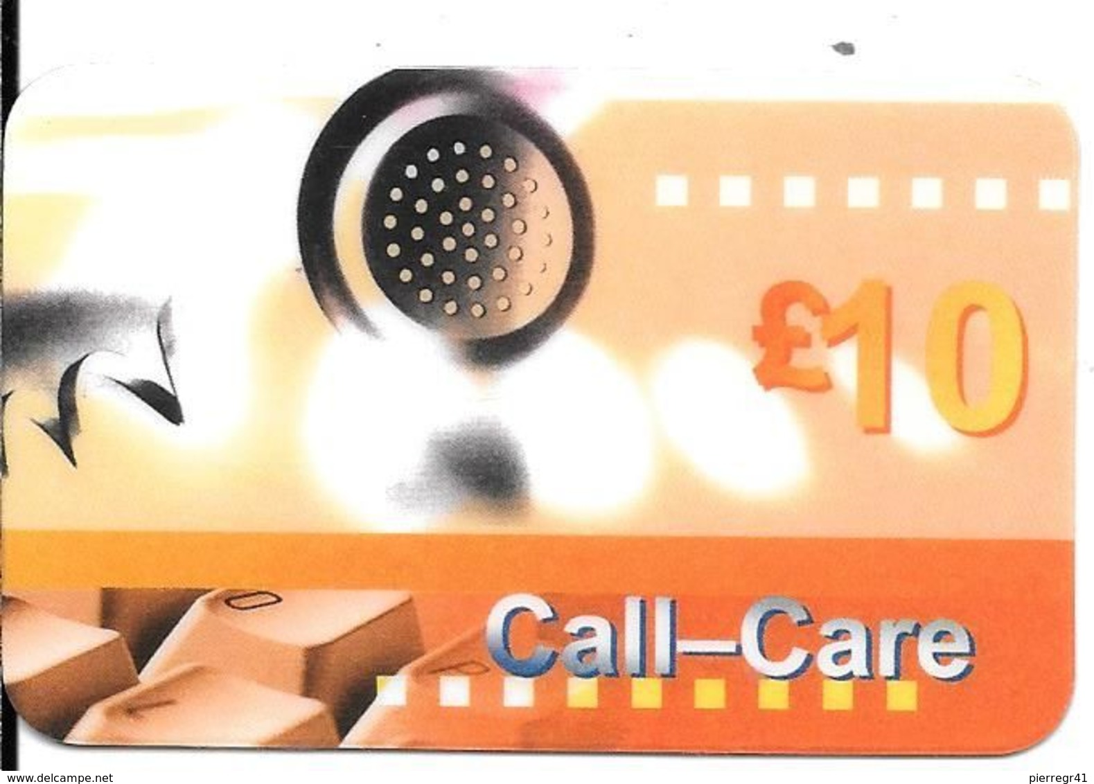 CARTE-PREPAYEE-GB-CALL-CARE-10£--Gratté-Plastic Fin Glacé-TBE-RARE - BT Allgemein (Prepaid)