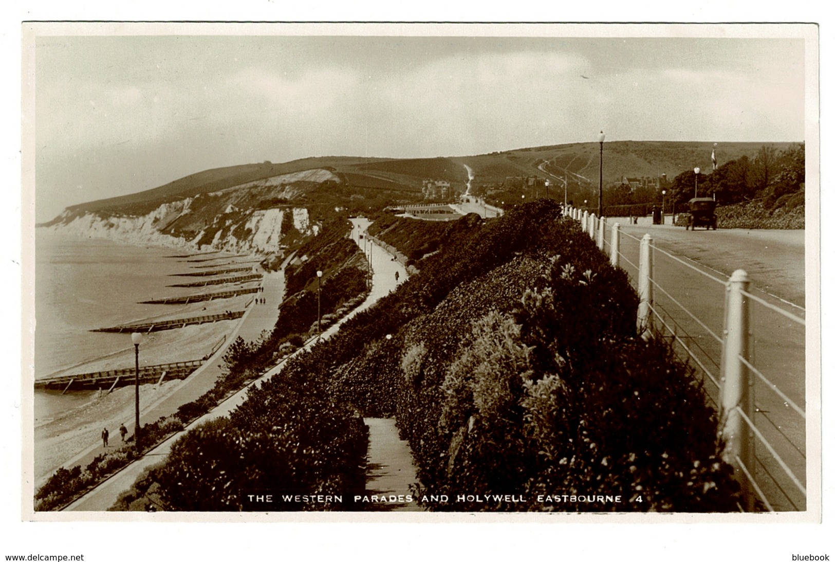 Ref 1372 - Real Photo Postcard - The Western Parades & Holywell Eastbourne - Sussex - Eastbourne