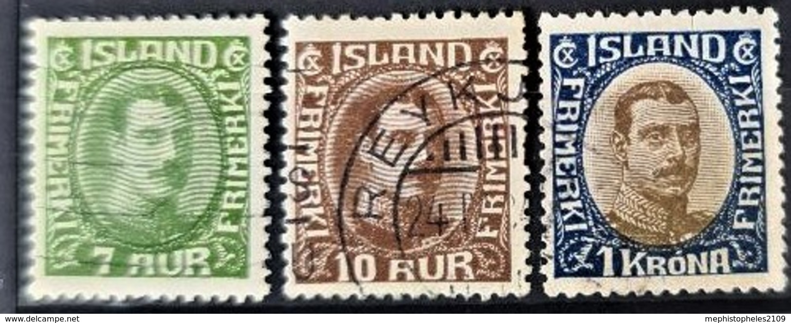 ICELAND - Canceled - Sc# 180, 181, 185 - 7a 10a 1kr - Gebraucht