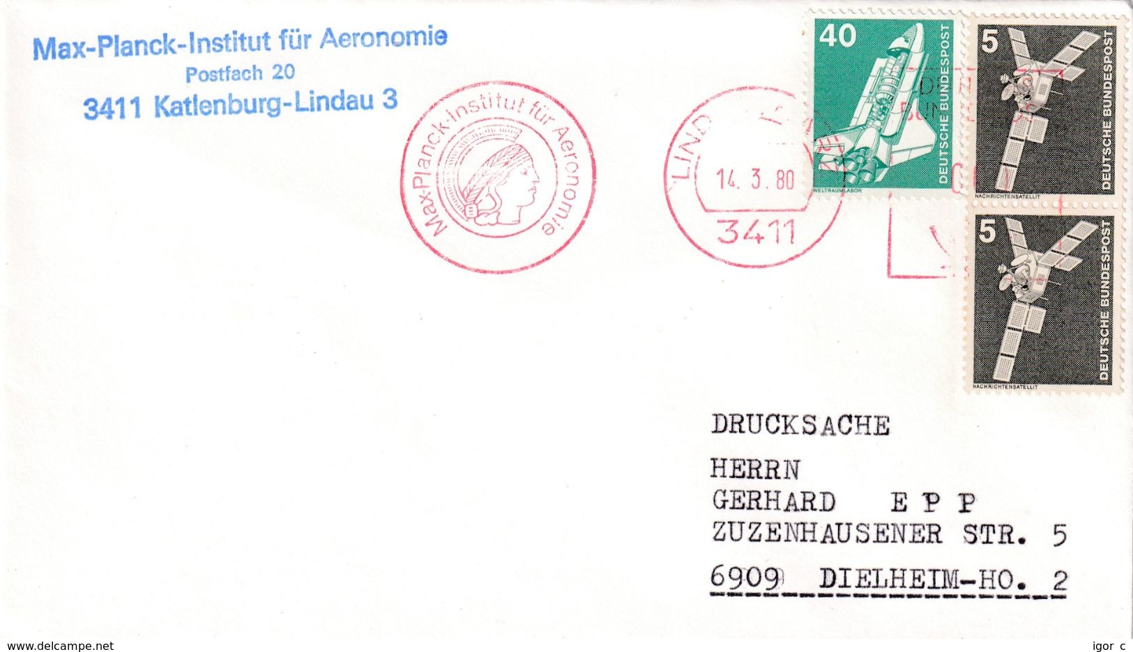 Germany 1980 Cover; Space Weltraum Epace: Nobel Prize Physics; Max Plank Institute Astrophysic; Meter Ema Freistempel - Otros & Sin Clasificación