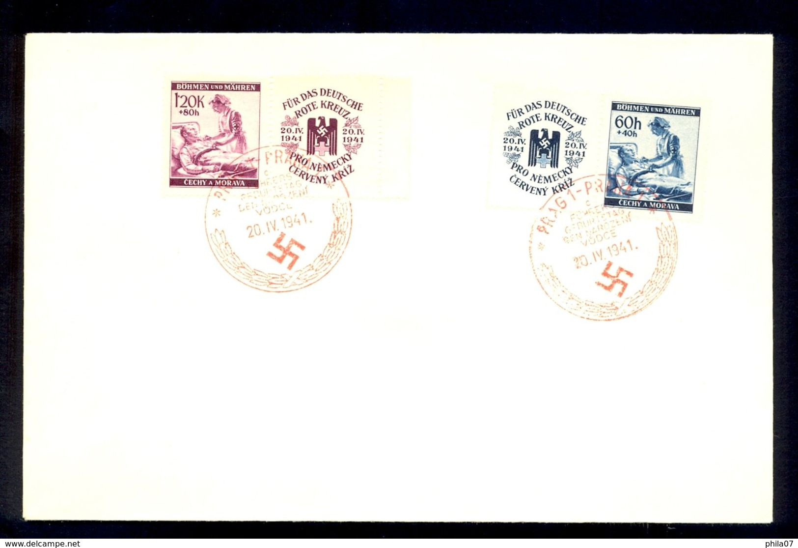 CZECHOSLOVAKIA PROTECTORATE - Envelope With Commemorative Stamps For Red Cross - Brieven En Documenten