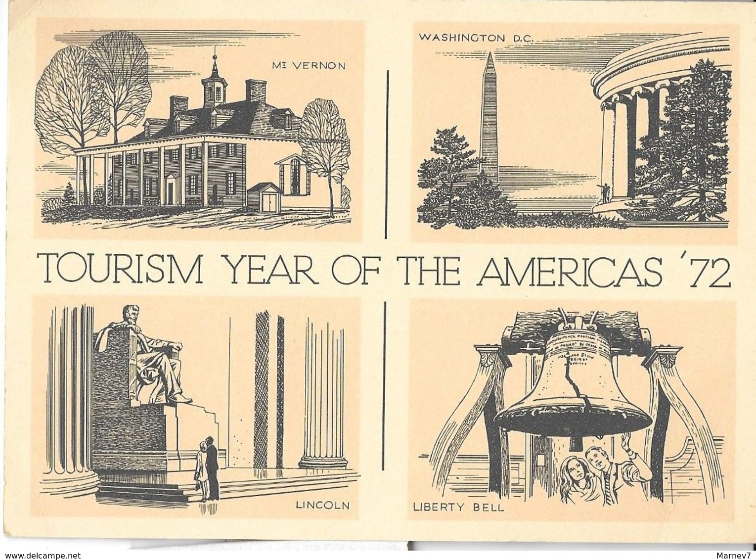 ETATS-UNIS - 1972 - Entier Chutes Niagara - Falls - Année Tourisme  Cloche Liberté Statue Lincoln Washington Mont Vernon - Lettres & Documents