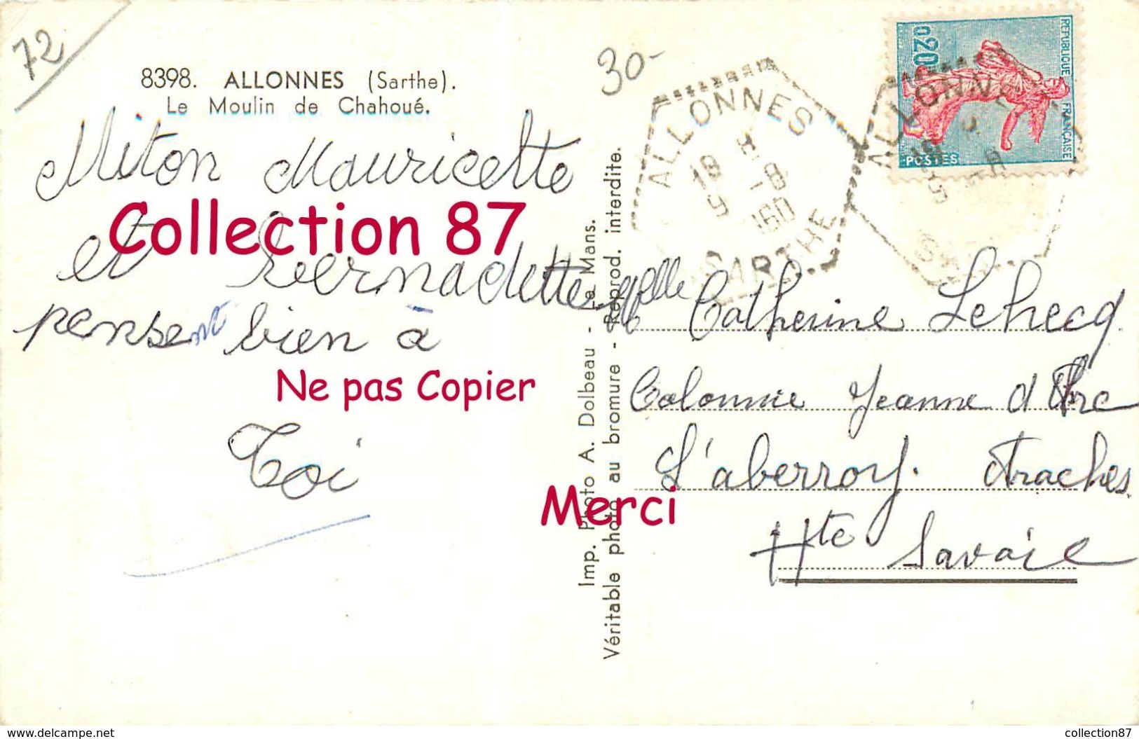 72 ☺♦♦ ALLONNES < VISUEL RARE Du MOULIN à EAU De CHAHOUÉ - CPSM A. DOLBEAU N° 8398 - Allonnes