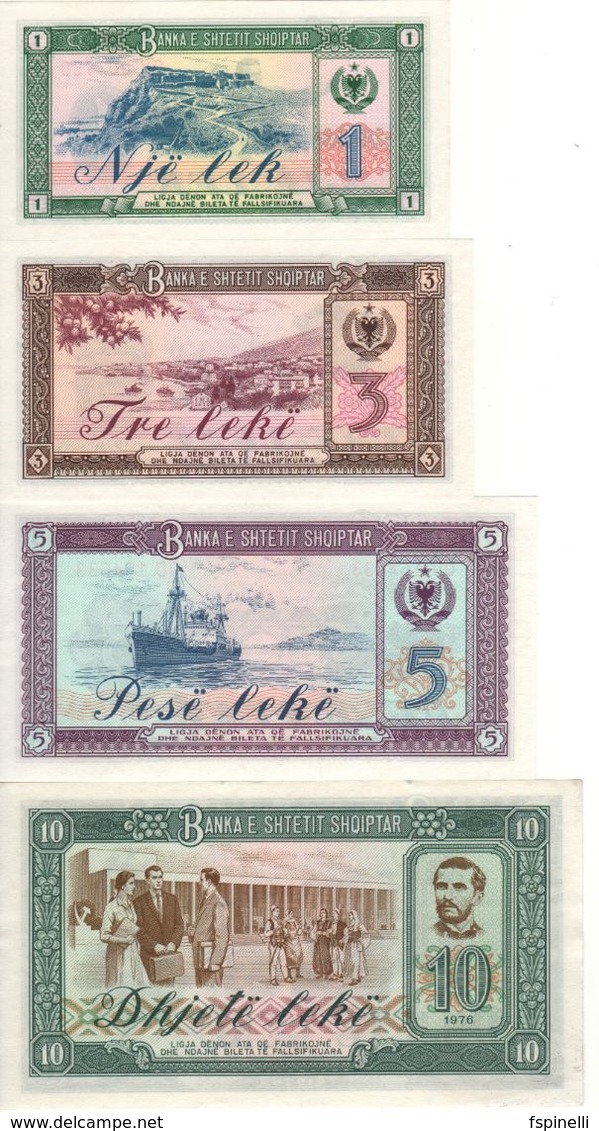 ALBANIA Set 1-3-5-10  Leke.   (4 Notes)  1976    P40a-P43a    UNC - Albanie