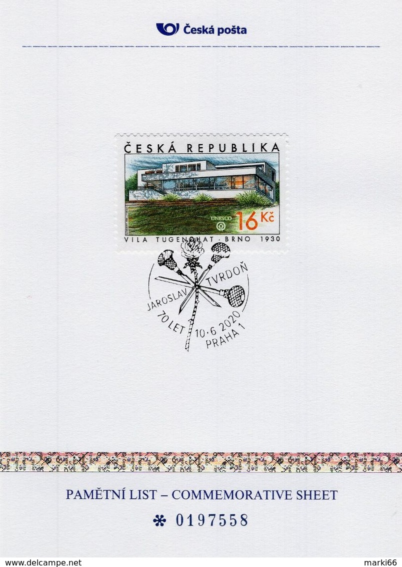 Czech Republic - 2020 - Сutter And Rose - Artist Jaroslav Tvrdon 70th Birthday - Commemorative Sheet With Hologram - Lettres & Documents