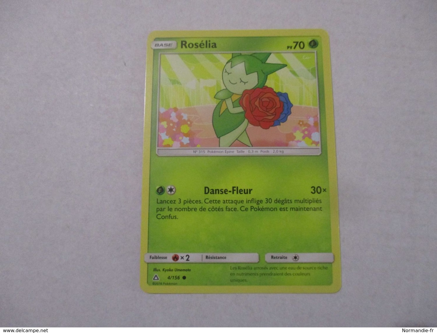 CARTE POKEMON ROSÉLIA 70 PV 4/156 SÉRIE SOLEIL ET LUNE ULTRA PRISME ANNÉE 2018 VF COMME NEUVE - Sun & Moon