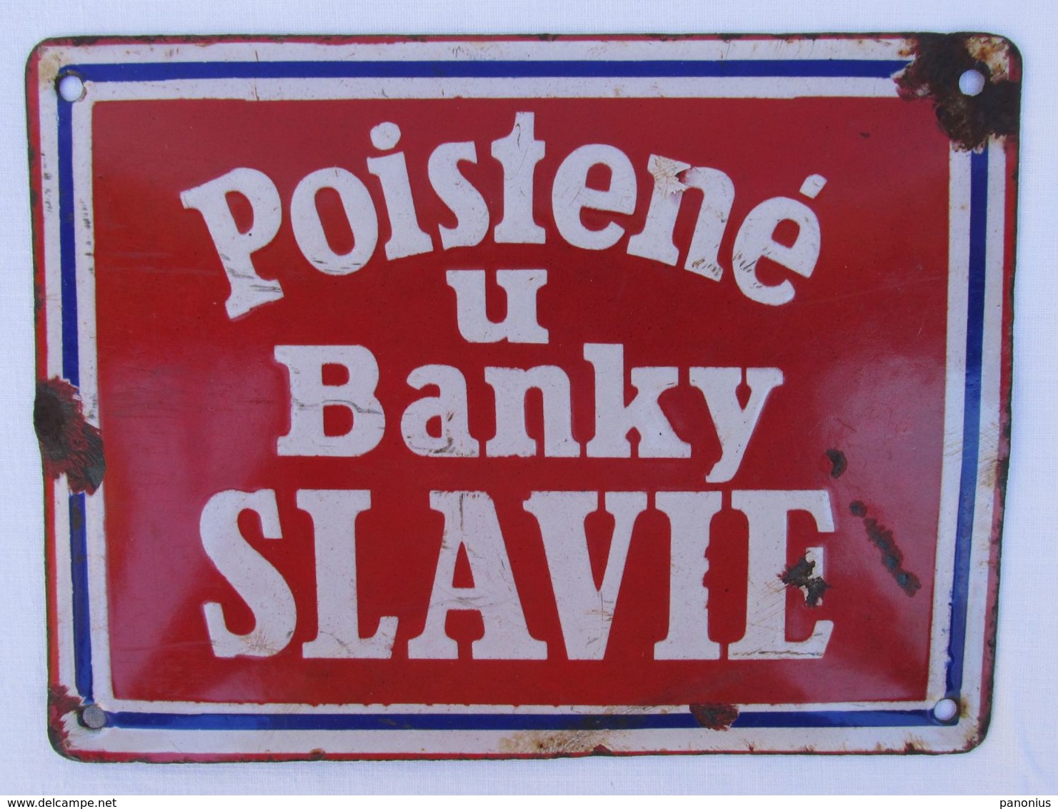 VINTAGE OLD BANK SLAVIE ENAMEL SIGN CZECHOSLOVAKIA!!! - Andere & Zonder Classificatie