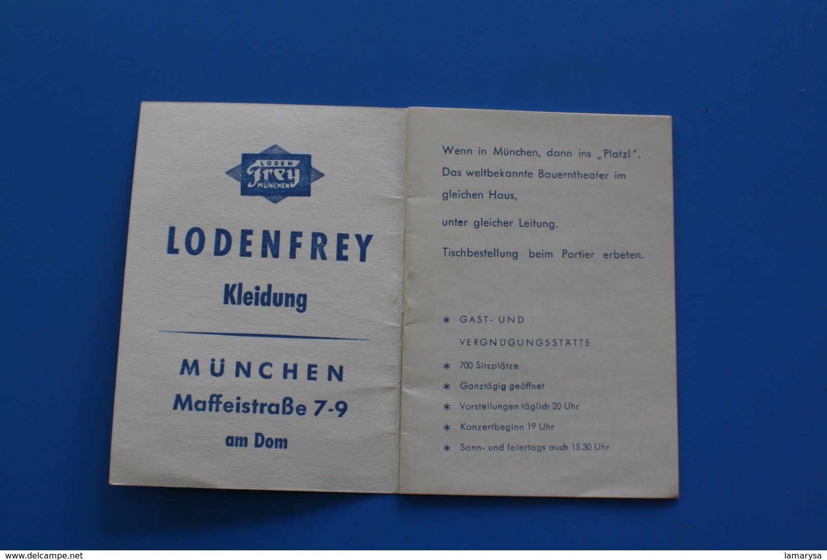 PLATZ HOTEL ZIMMERAUSWEIS-MUNICH -PLAN DE MUNCHEN-PETIT CARNET PUBLICITAIRE KAMMERMAN Facture Document Commercial 1957 - 1950 - ...