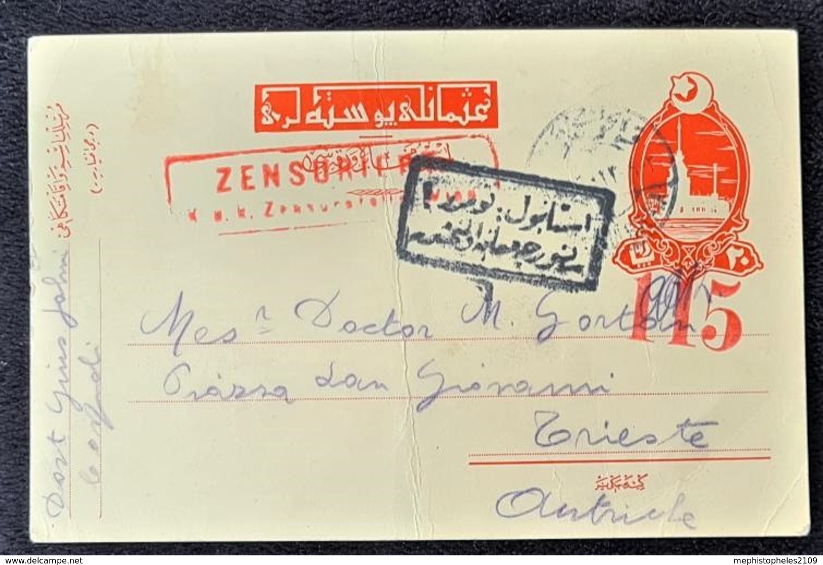 OTTOMAN EMPIRE - Censored Stationery Postcard 10p To TRIESTE / Austria - Briefe U. Dokumente