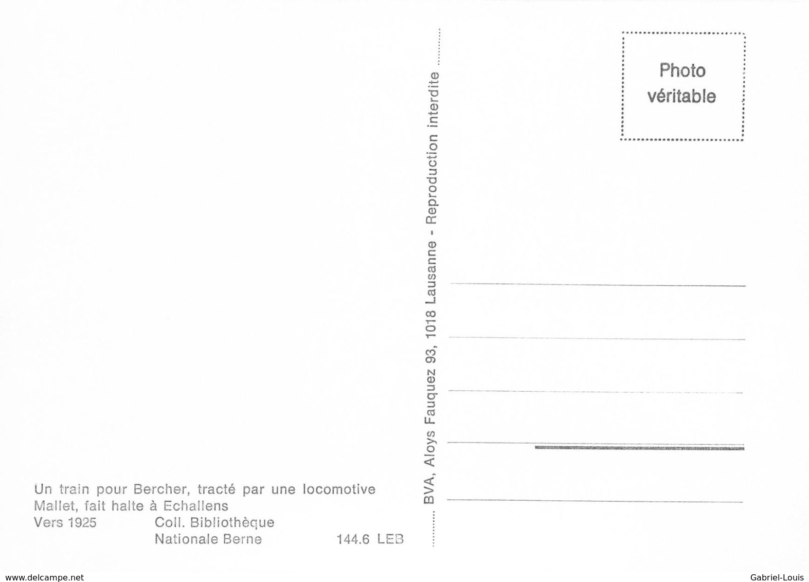 BVA - Gare D'Echallens 1925 - Lausanne - Echallens - Bercher - LEB - L.E.B.  - Ligne De Chemin De Fer Train - - Bercher