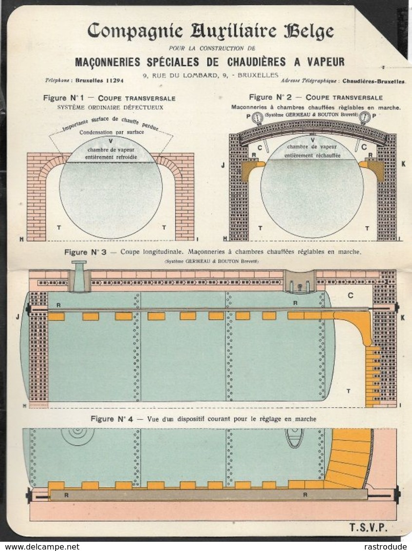 1910 BELGIQUE - PRÉOBLITÉRÉ 1C A GAND IMPRIMÉ ILLUSTRÉ PUBLICITÉ  - GENERATEURS A VAPEUR - CHAUDIÈRE - CHAMBRE DE VAPEUR - Rollini 1910-19