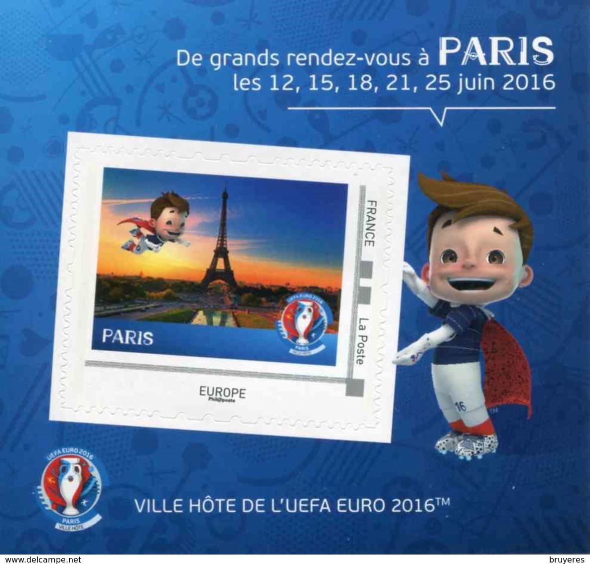 Mini Collector De 2016 Avec Timbre Adhésif "PARIS - UEFA EURO 2016 - Europe Phil@poste" - Collectors