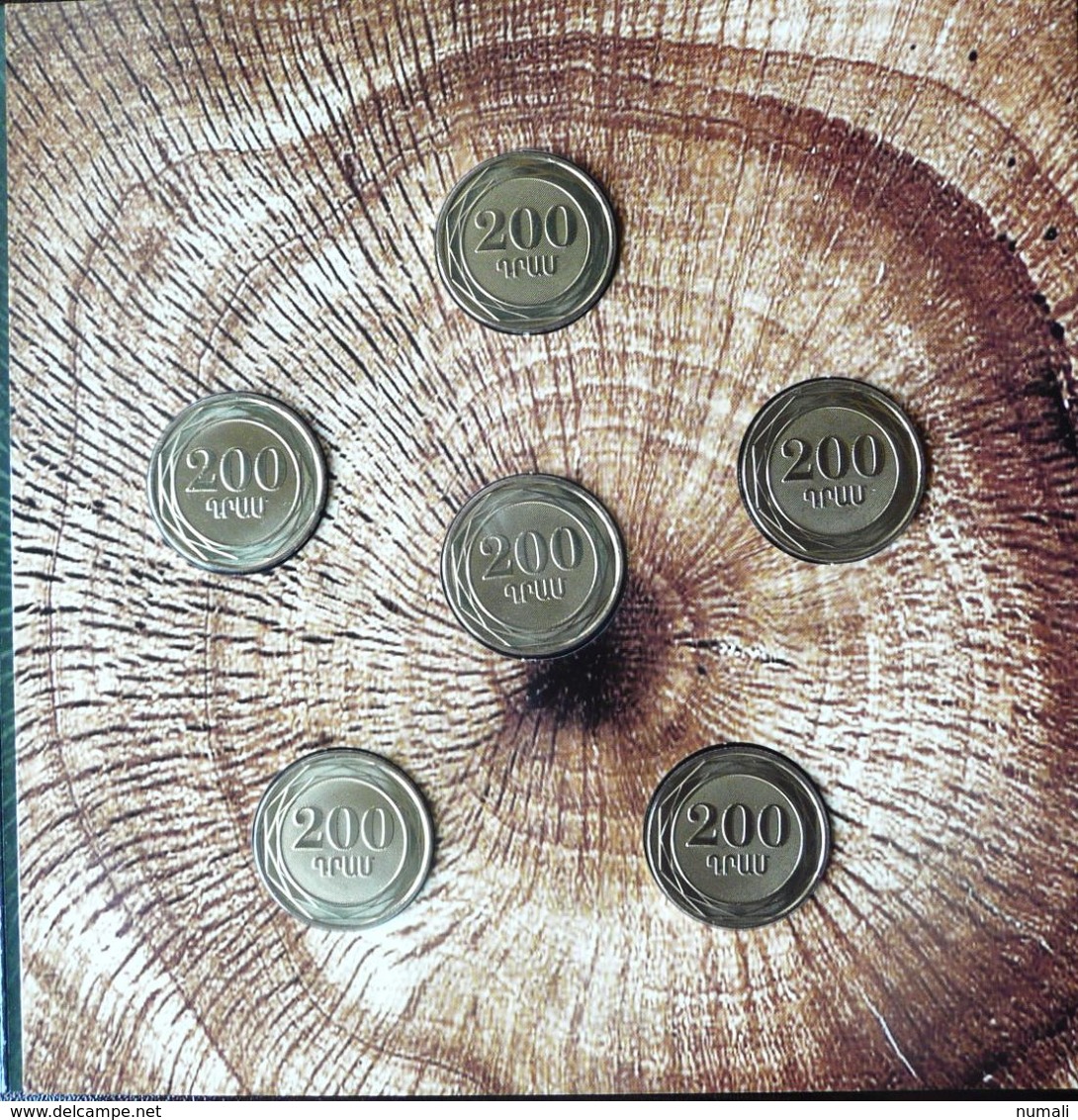 ARMENIA 200 DRAM 6 COINS SET UNC 2014 WILD TREES OF ARMENIA - Arménie