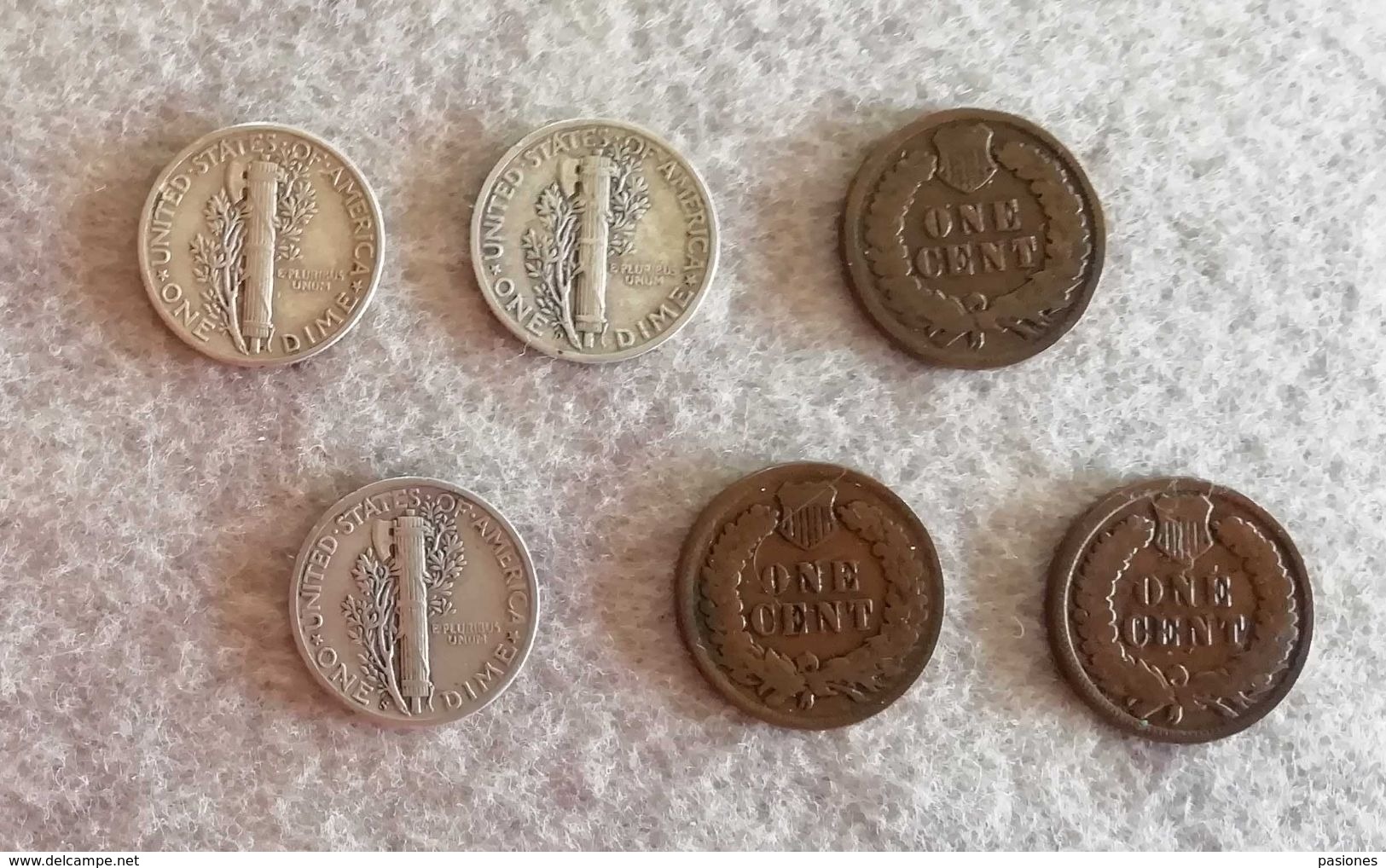 USA One Cent Indiani + One Dime Lotto Di 6 Monete - Collections