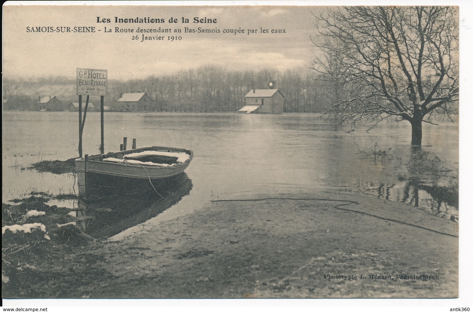 CPA 77 SAMOIS SUR SEINE La Route Descendant Au Bas-Samois Coupé Inondations 1910 - Samois