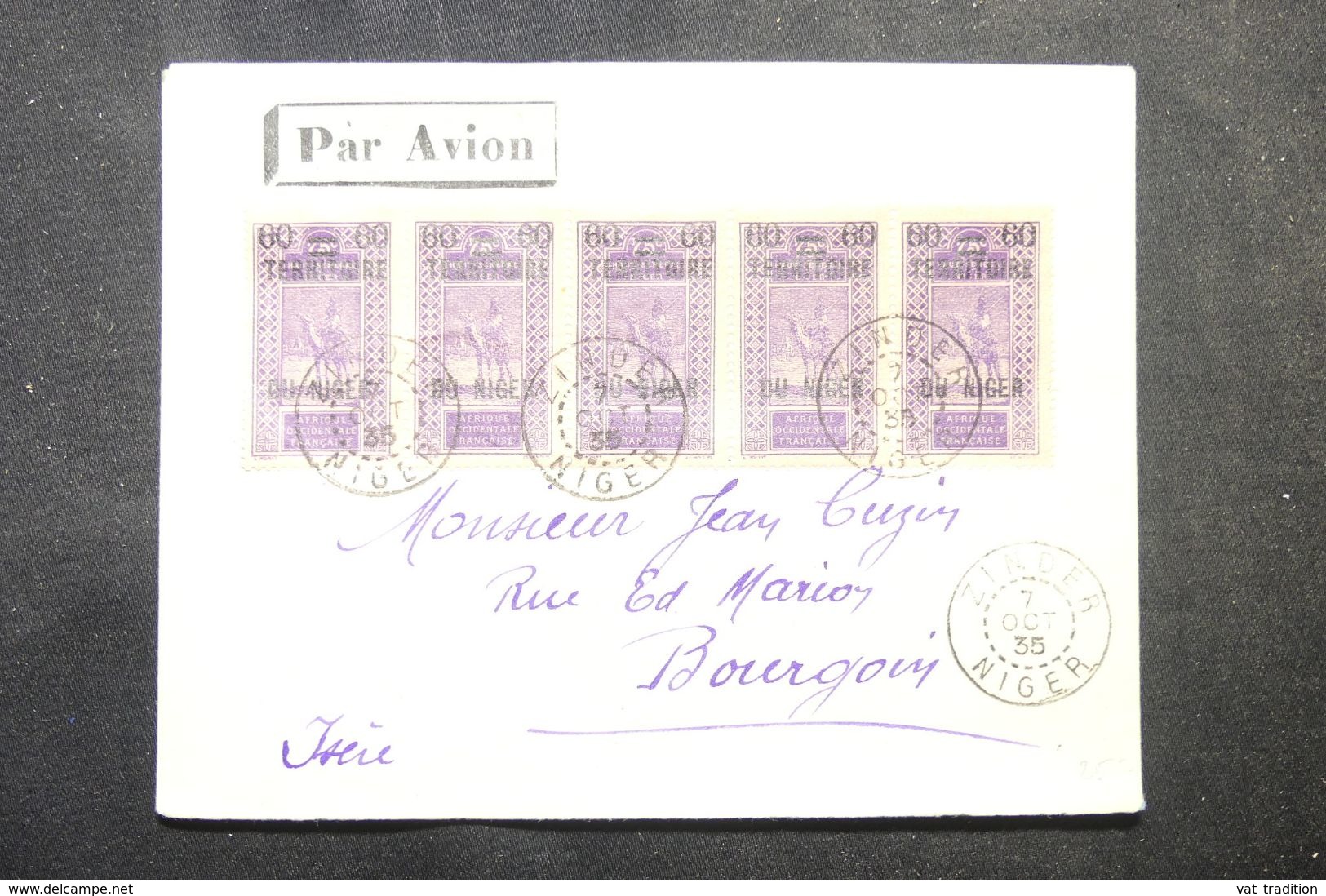 NIGER - Enveloppe De Zinder Pour La France En 1935 Par Avion, Affranchissement Plaisant - L 63047 - Lettres & Documents