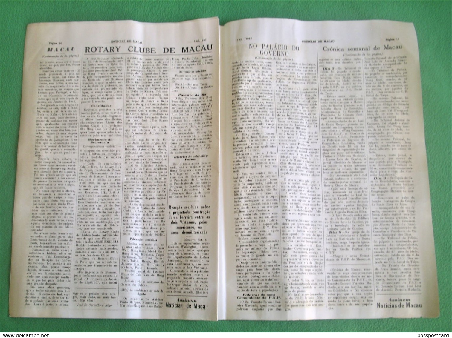 Macau - Jornal Notícias de Macau Nº 697, 10 de Setembro de 1967 - Imprensa - Macao  Portugal - China