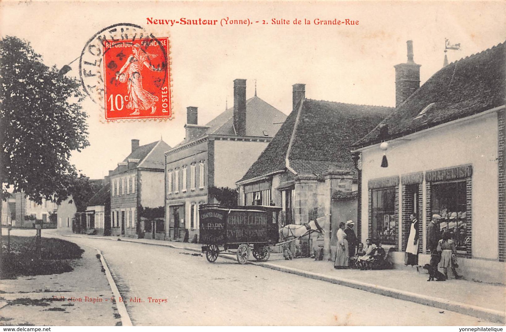 89 - YONNE - NEUVY-SAUTOUR - 10871 - Suite De La Grande Rue - Voiture Attelée Chapellerie A.RAPIN - Coiffeur - Neuvy Sautour