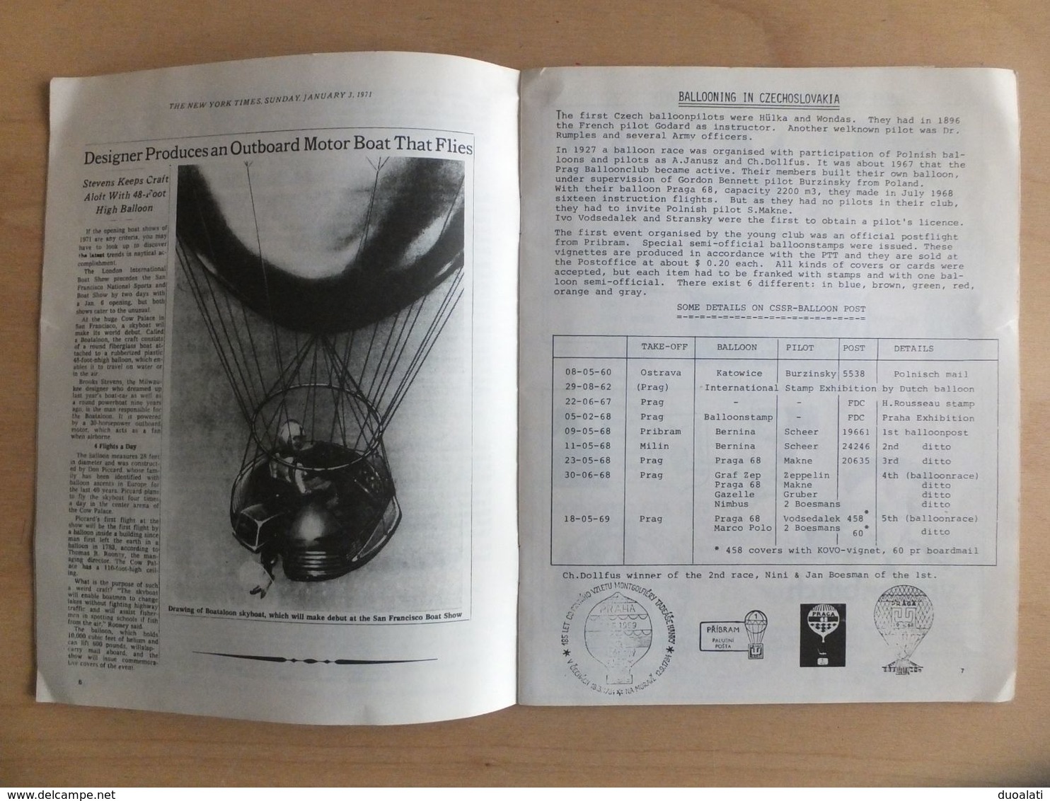 Balloonpost Bulletin February 1971 No. 5 Hague Holland International Society Of Balloonpost Specialists - Air Mail And Aviation History