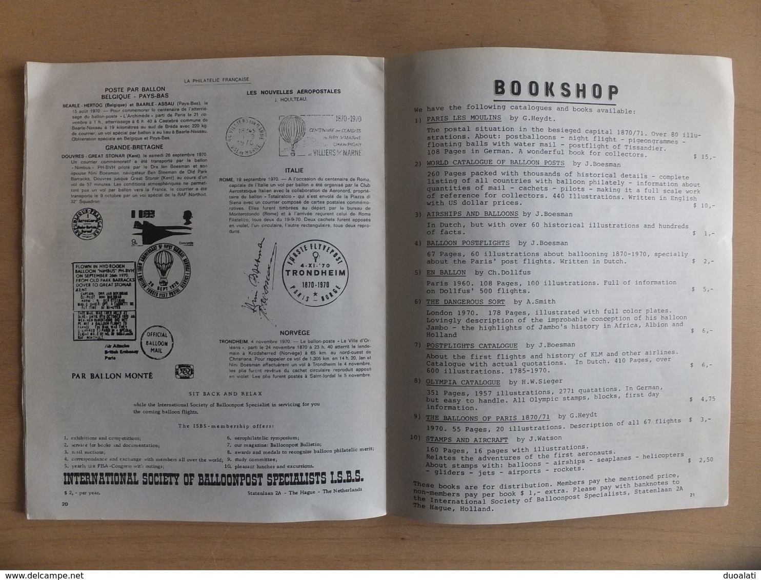 Balloonpost Bulletin February 1971 No. 5 Hague Holland International Society Of Balloonpost Specialists - Luftpost & Postgeschichte