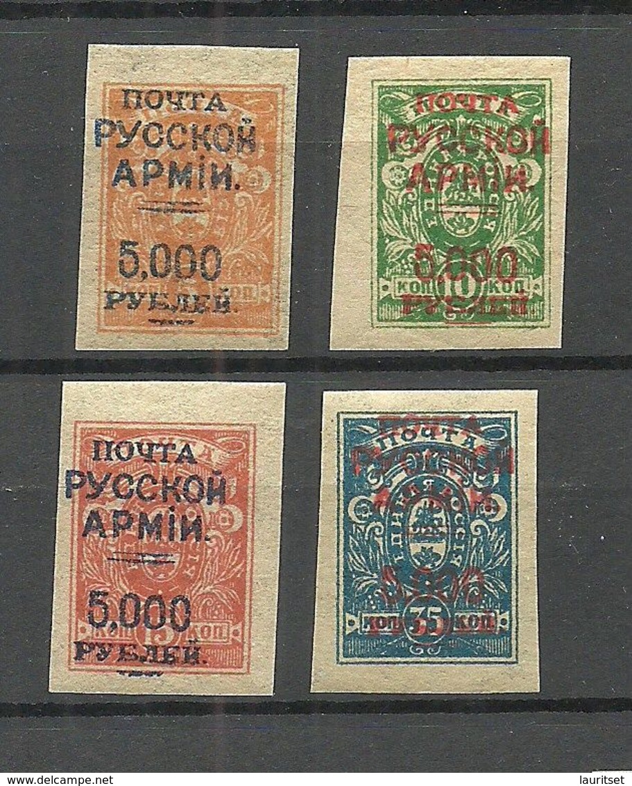 RUSSLAND RUSSIA 1920 Civil War Wrangel Army Camp Post Gallipoli OPT On Denikin Army Stamps MH/MNH - Armada Wrangel