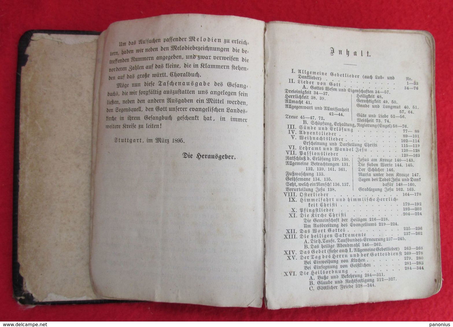 EVANGELISCHE KIRCHE / EVANGELICAL CHURCH, GEBETSBUCH PRAYER BOOK, STUTTGART, Year 1895 - Christentum