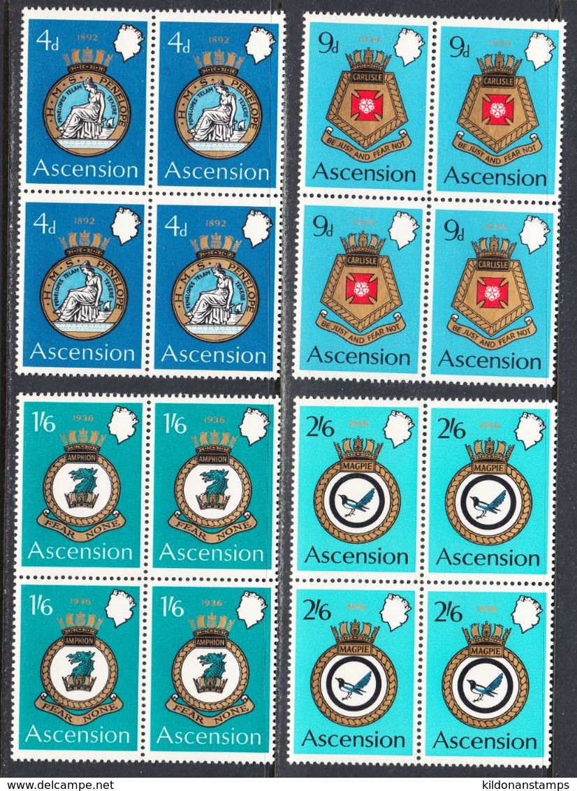 Ascension 1970 Mint No Hinge, Blocks, Sc# 134-137,SG 130-133, Yt - Ascension