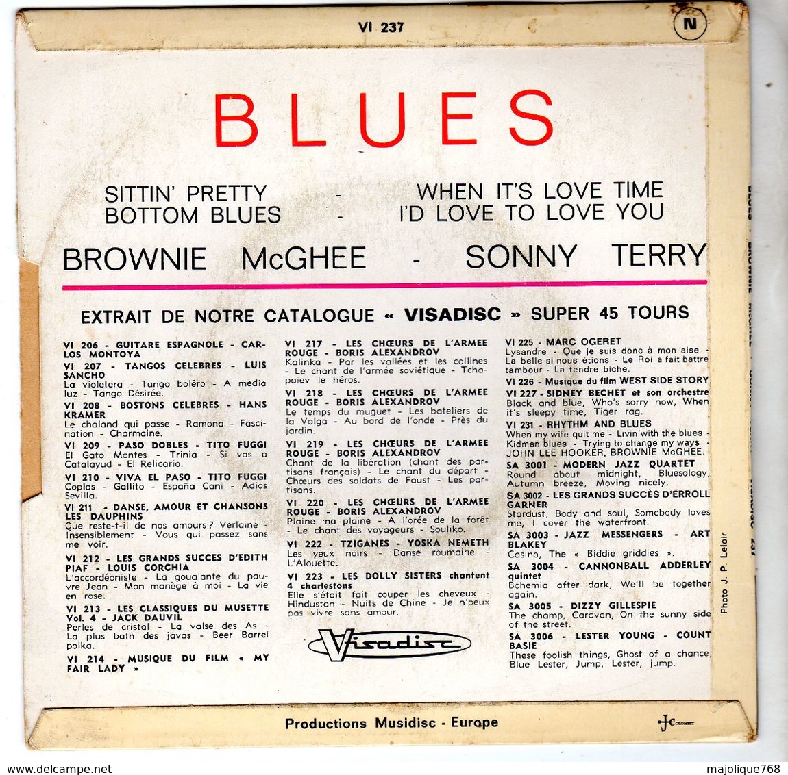 Disque - Brownie Mc Ghee - Sonny Terry - Blues - Visadisc VI 237 - 1963 - - Blues