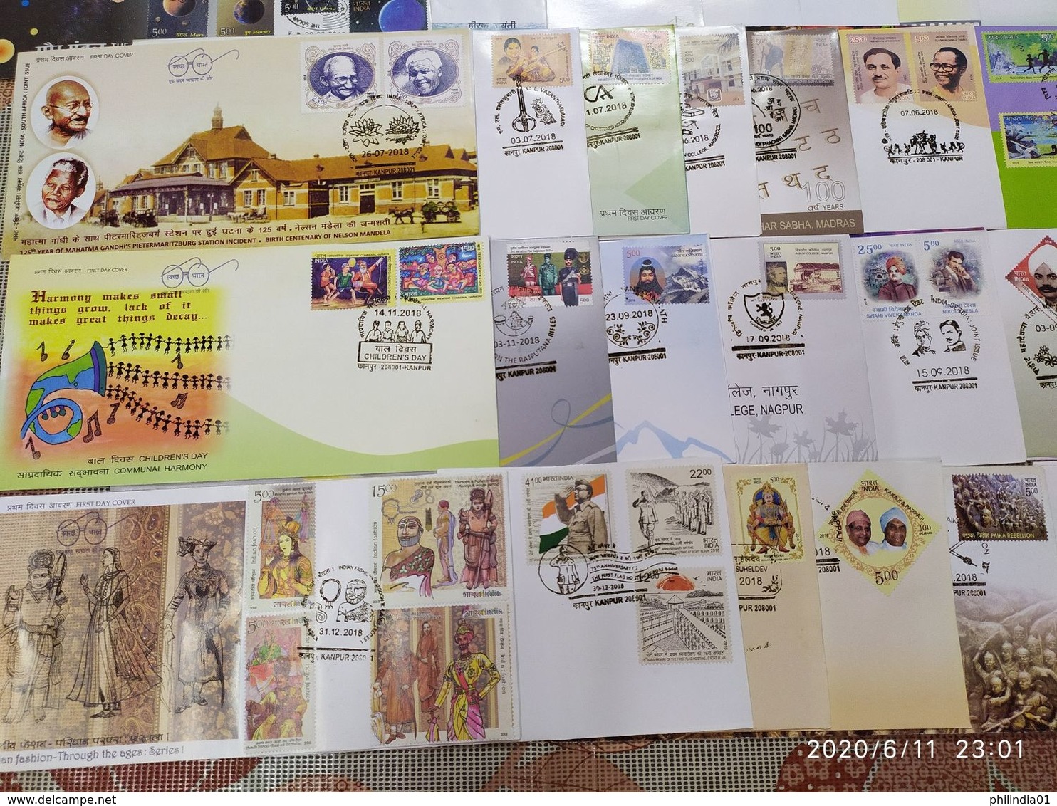 India 2018 Year Pack Of 51 FDCs On Mahatma Gandhi Joints Issue Sikhism Handicraft Fashion Textile Costume - Années Complètes