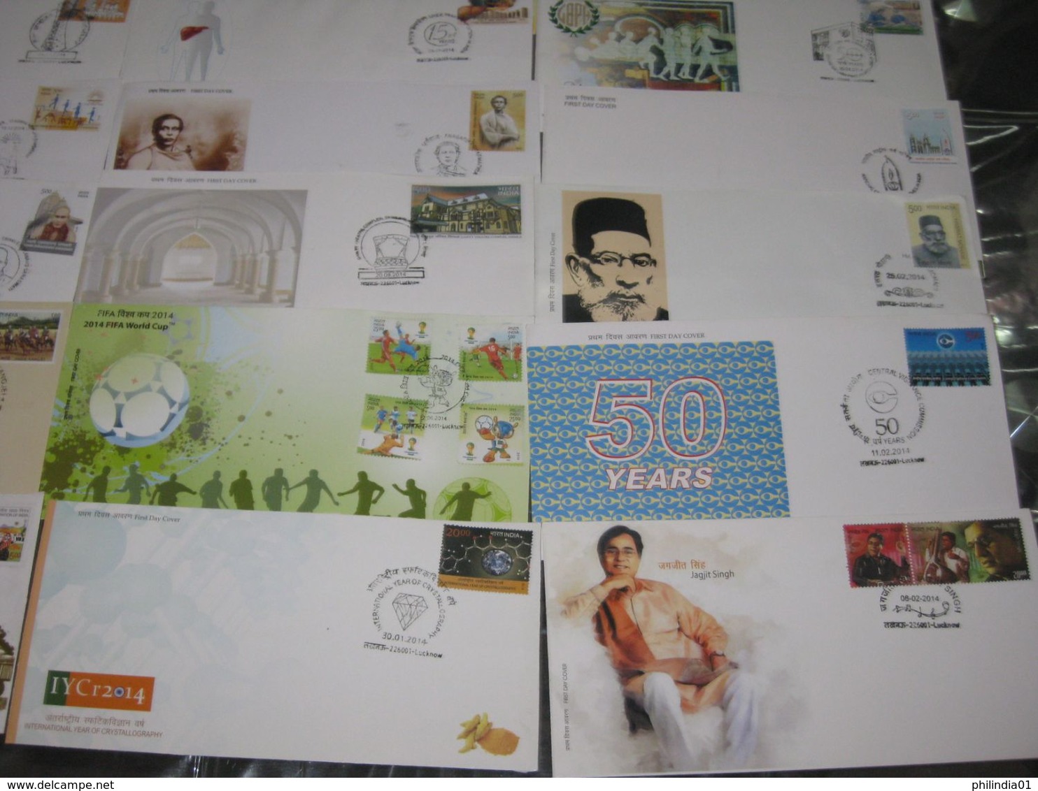 India 2014 Year Pack Of 21 FDCs On FIFA Football Music Health Slovenia Joints Issue Sikhism - Années Complètes