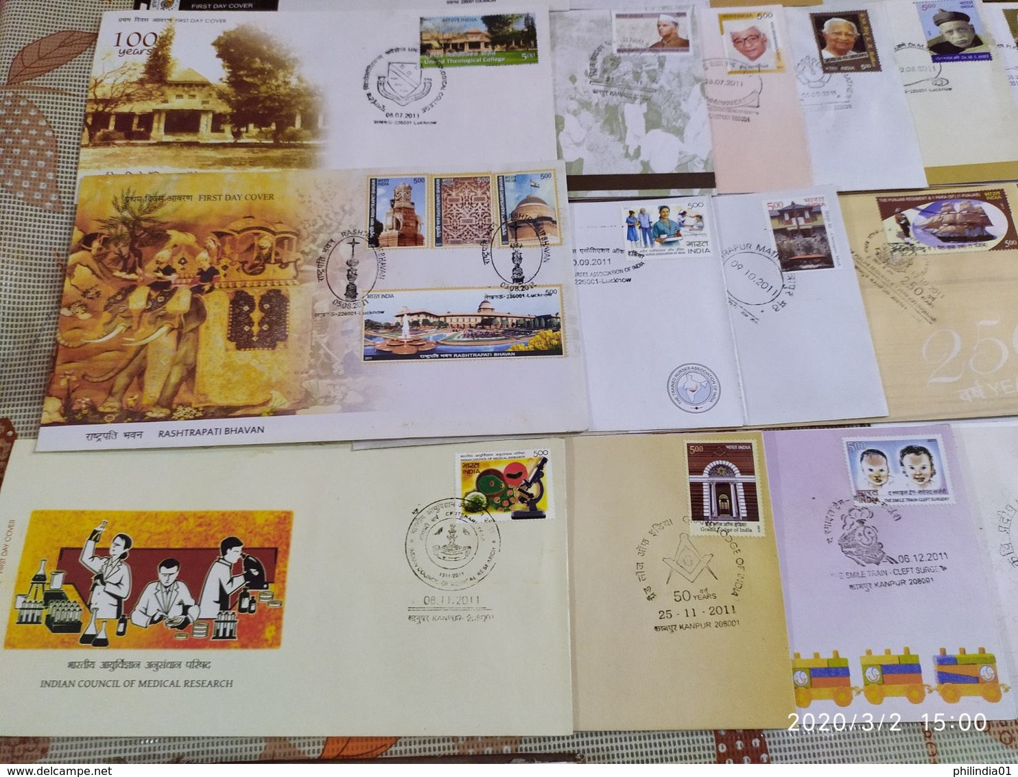 India 2011 Year Pack Of 43 FDCs On Cinema Elephant Tiger Tagore Ship Health Air Mail Children's Day - Full Years