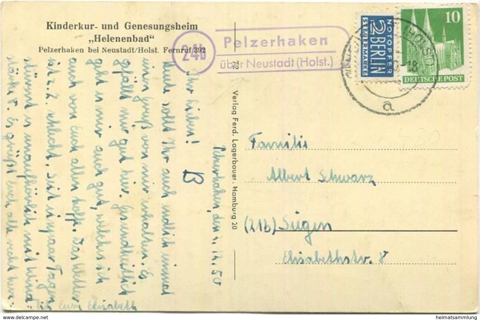 Ostseebad Pelzerhaken - Verlag Ferd. Lagerbauer & Co. Hamburg Gel. 1950 - Neustadt (Holstein)
