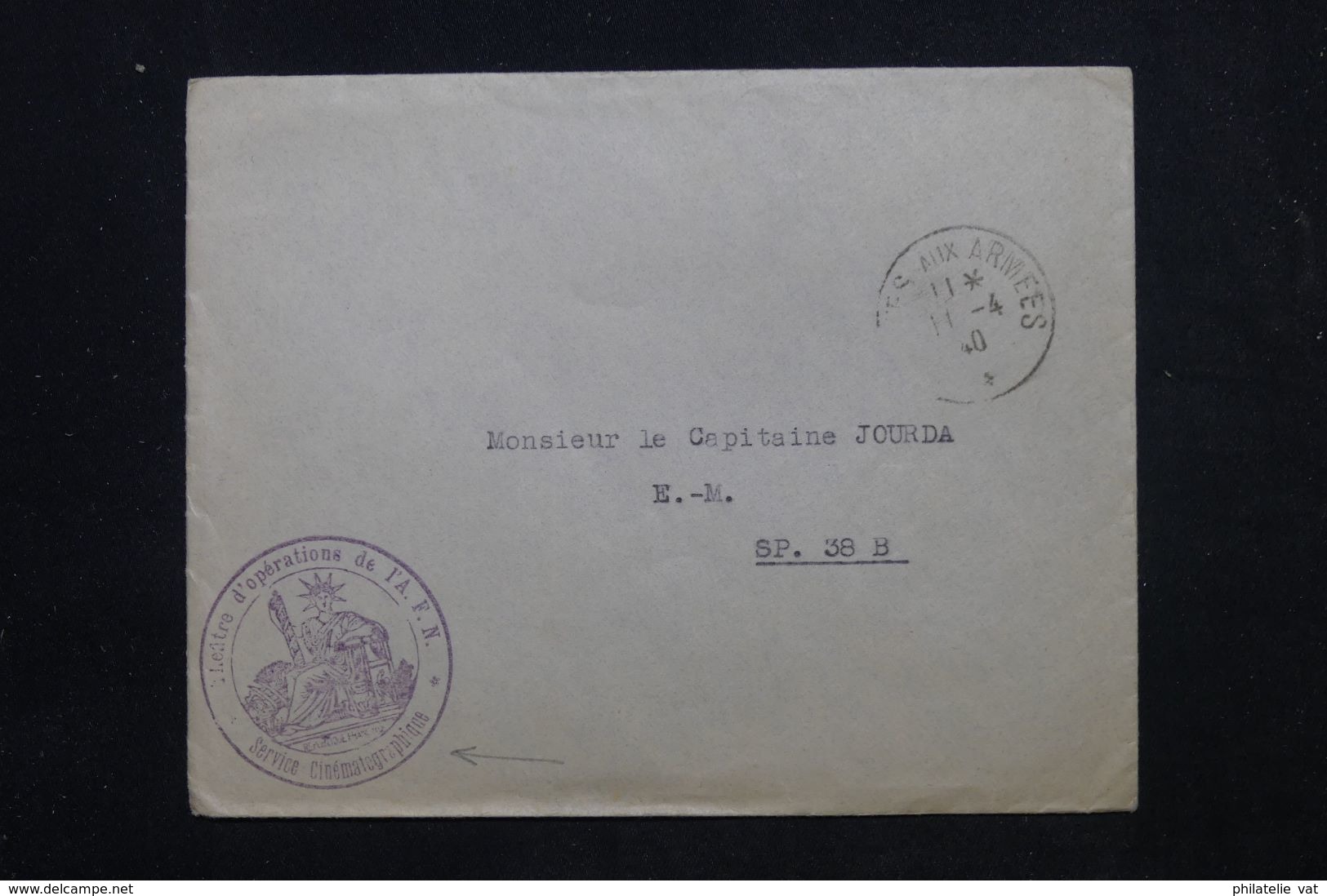 FRANCE - Env Avec Lettre "Théatre D'opérations De L'Afrique Du Nord" Section Cinématographique - 1940 - Rare - P 22816 - Military Postmarks From 1900 (out Of Wars Periods)
